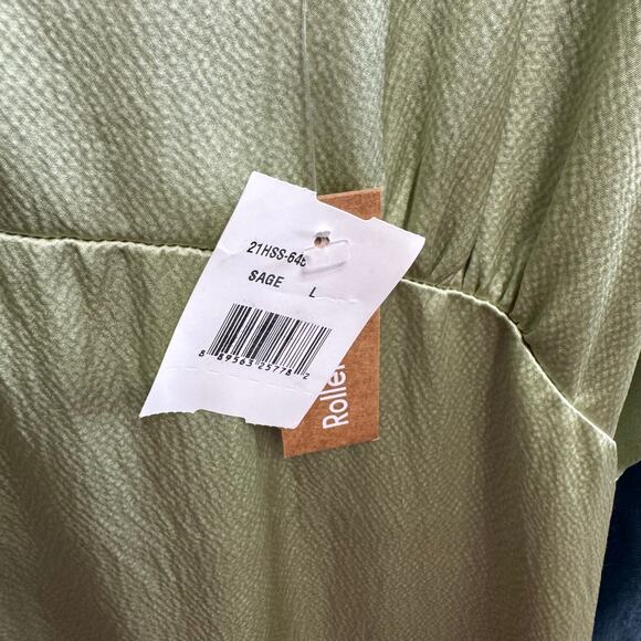 Roller Rabbit Quinn Sleeveless Silk Midi Slip Dress Sage Green Quiet Luxury L - Picture 14 of 15